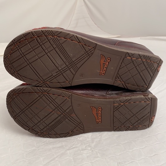 Dansko Pam brown leather button knit Mary Jane rounded toe style loafers - Picture 5 of 8